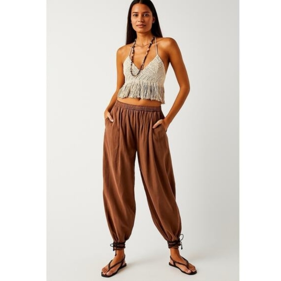Free People To The Sky Cord Parachute Baggy Pants S Brown Slouchy - Picture 2 of 16